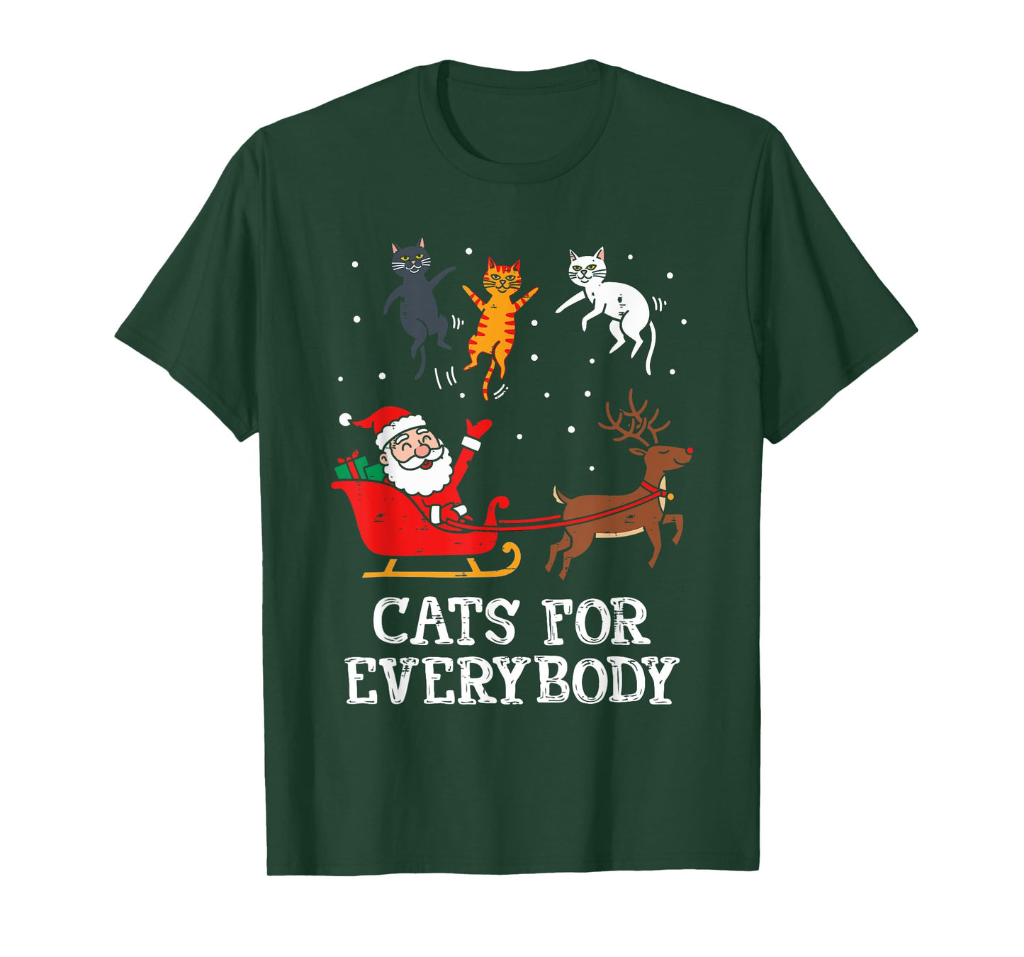 Cats for Everybody Funny Santa Reindeer Christmas Cat Lovers T-Shirt