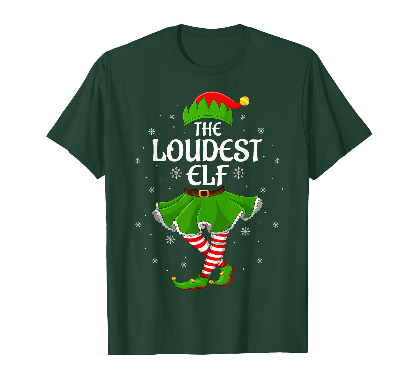 Loudest Elf Christmas Family Girls Women Elf Squad Xmas T-Shirt