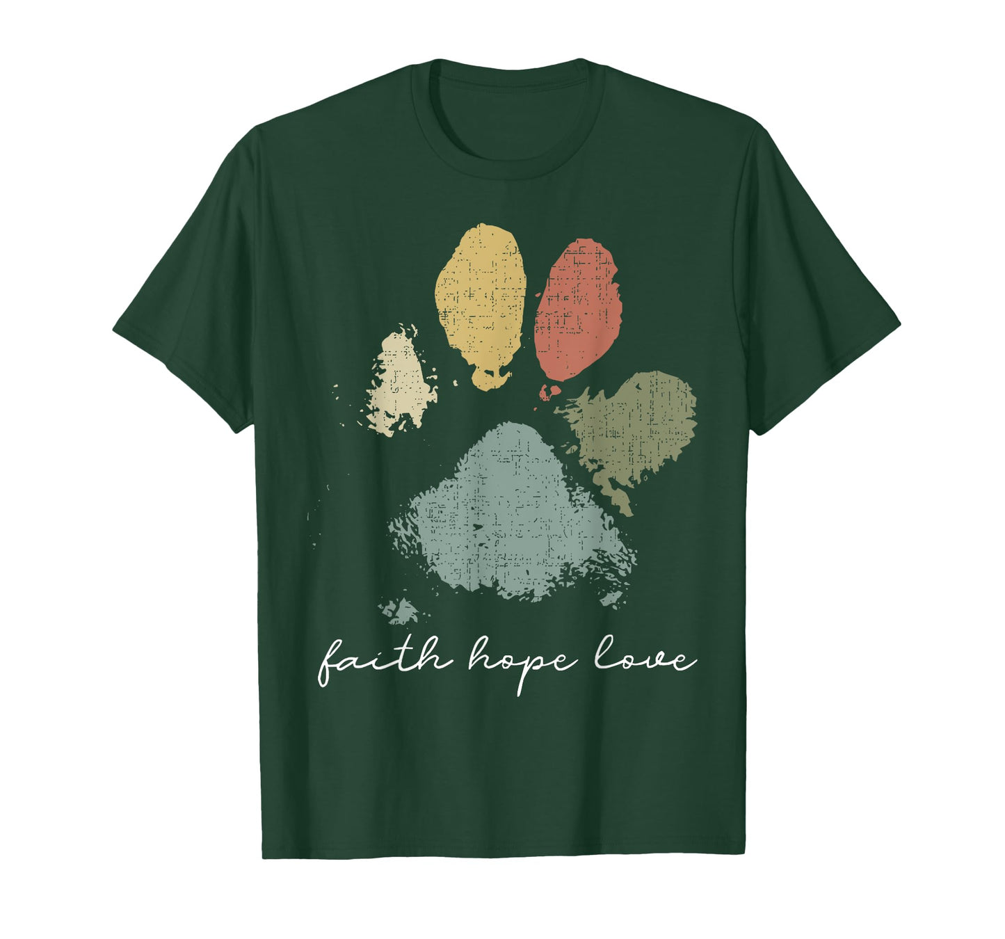 Faith Hope Love Rainbow Paw Print Jesus Christian Dog Lover T-Shirt