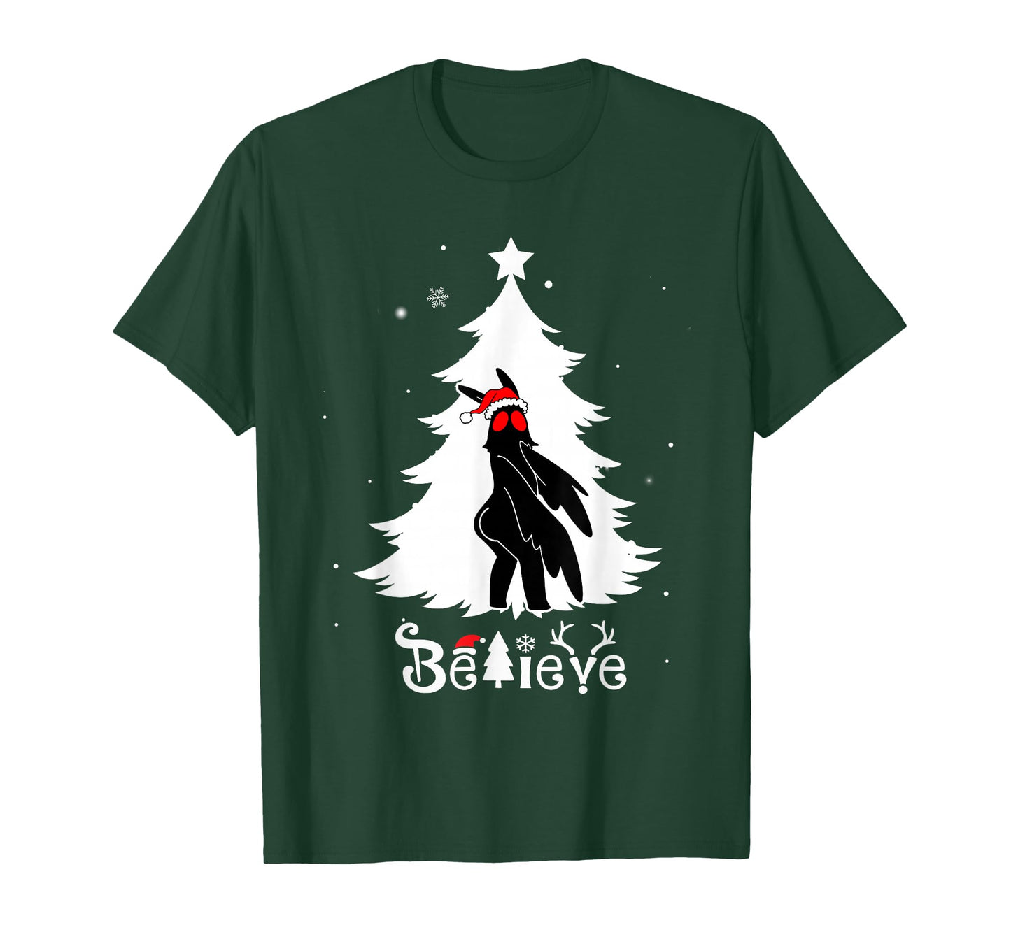 Funny Thicc Mothman Christmas Believe Cryptid Xmas Gifts T-Shirt