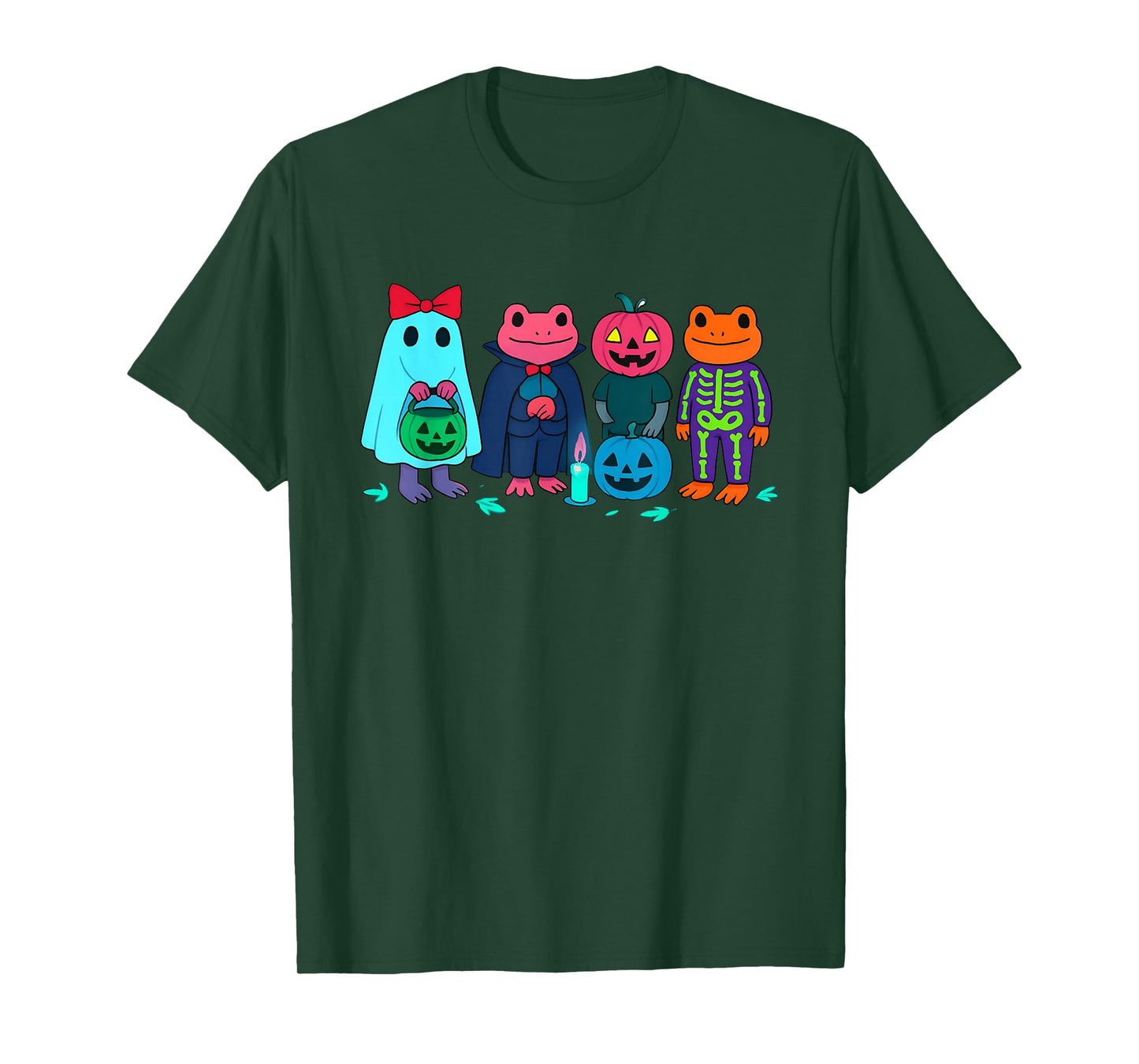 Spooky Skeleton Frog Cute with Pumpkin and Creepy Vibes T-Shirt
