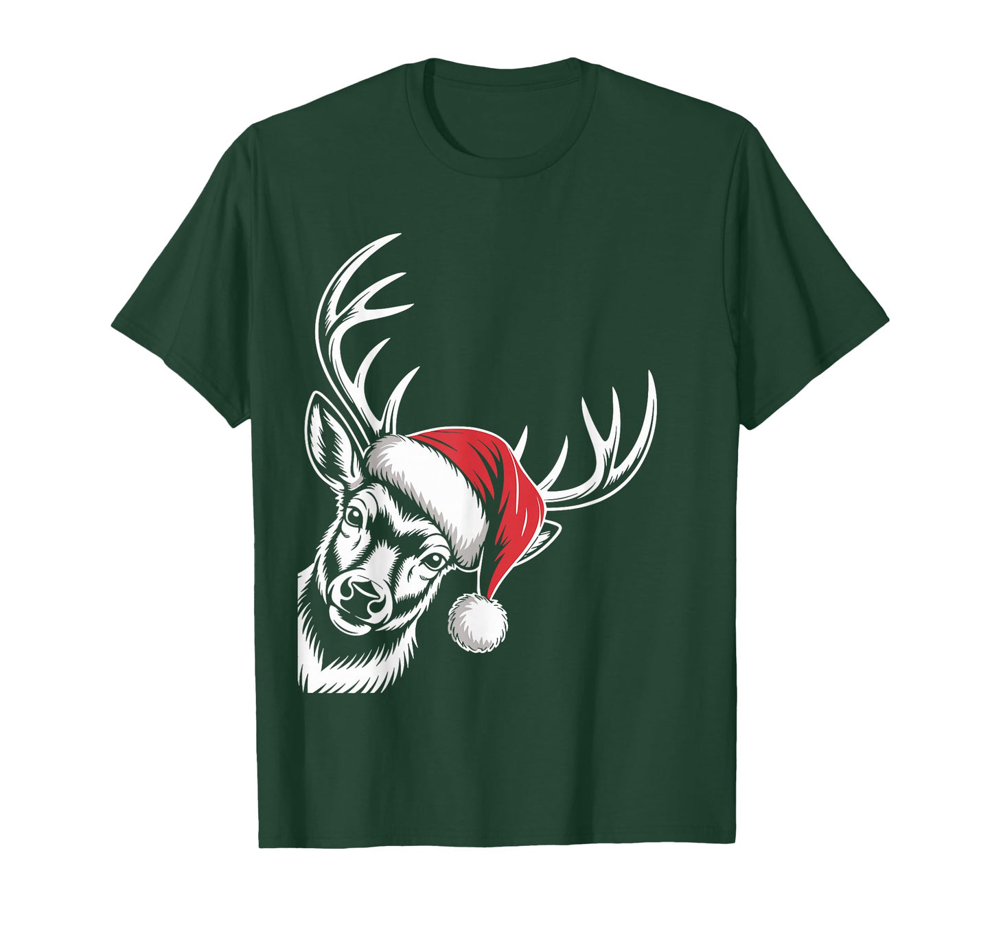 Deer Christmas Santa Hat Pajama Whitetail Buck Deer Xmas T-Shirt