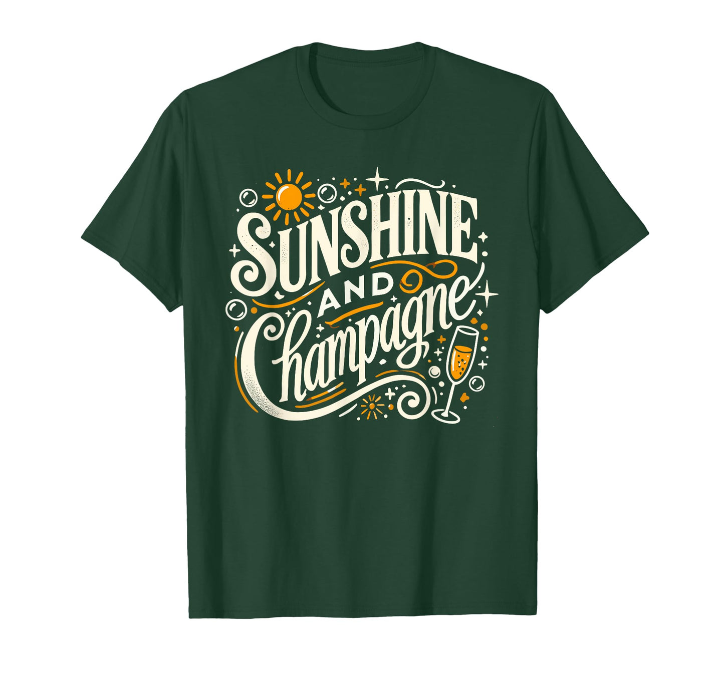 Sunshine And Champagne T-Shirts For Women Funny Drinking T-Shirt