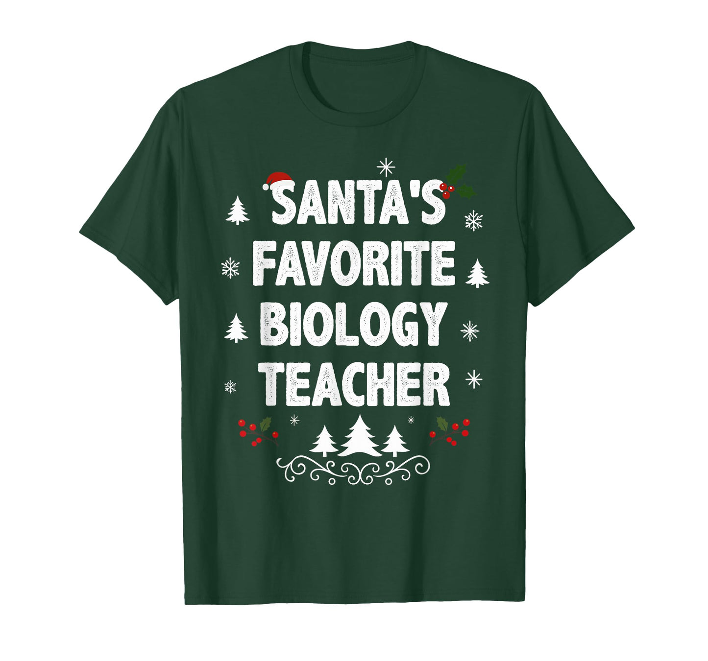 Santa's Favorite Biology Teacher Funny Christmas Pajamas T-Shirt