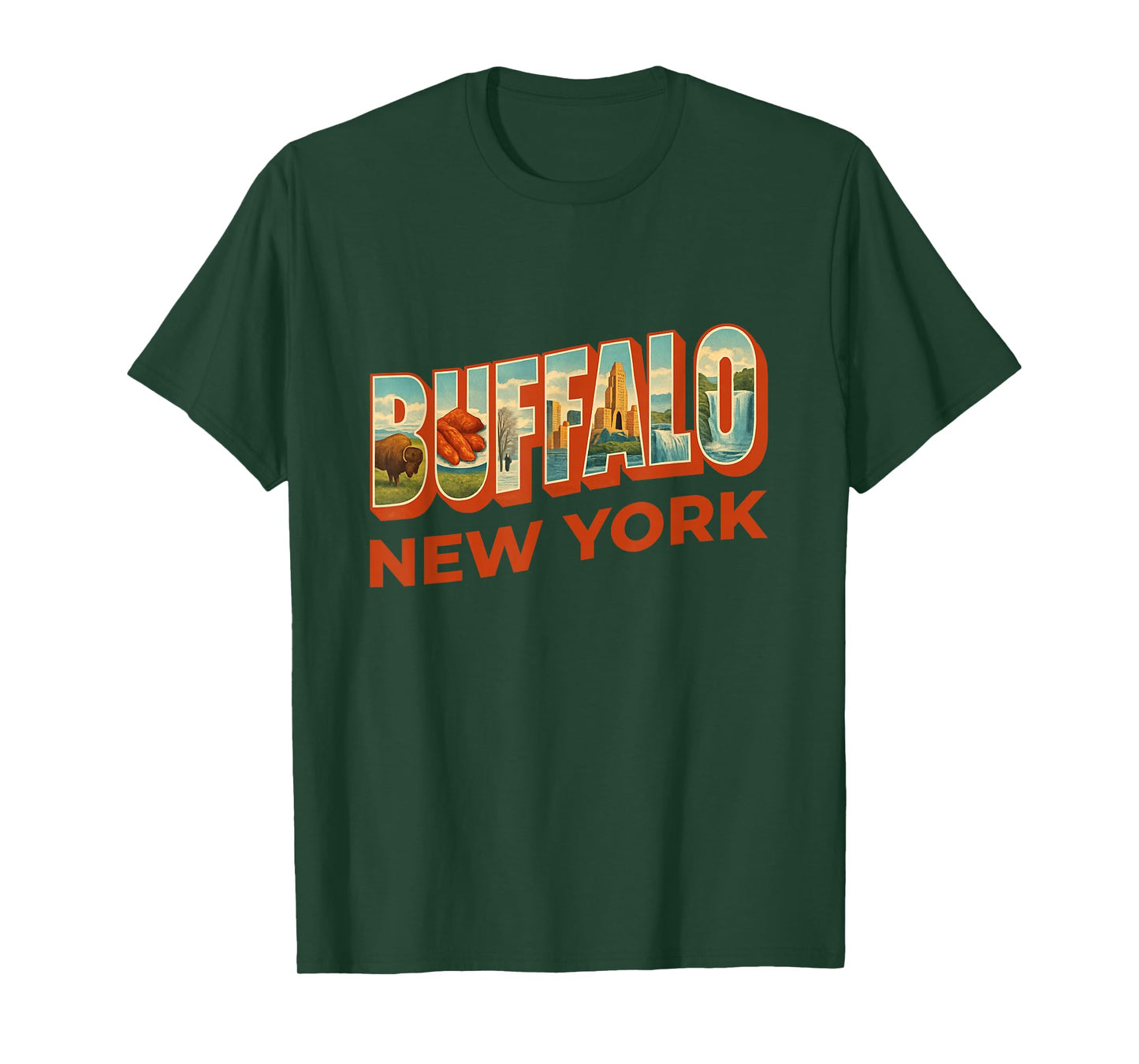 Buffalo New York Famous Icons Inside Retro Typography T-Shirt