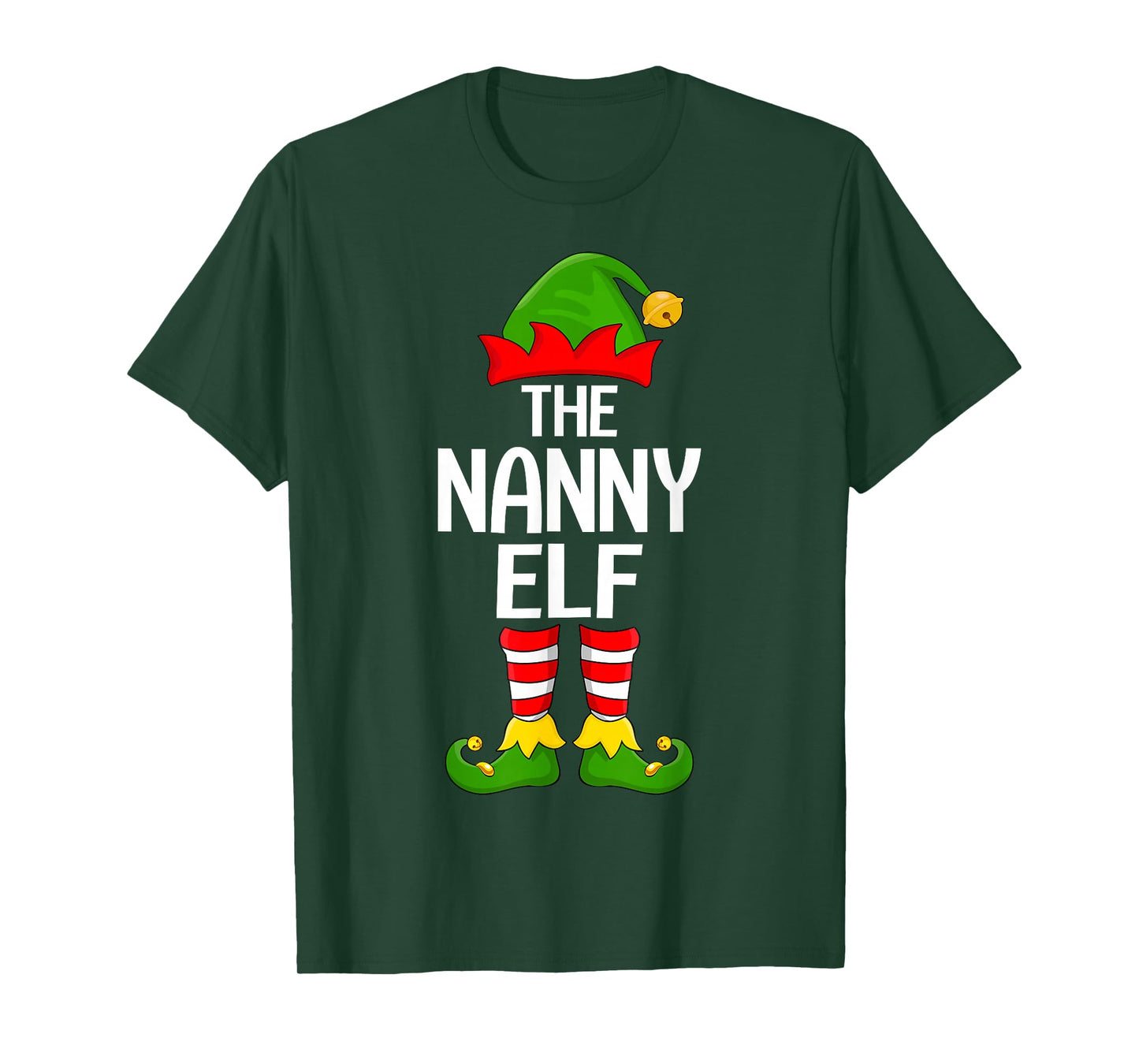 Nanny Elf Xmas Matching Family Elf Squad Christmas Women T-Shirt