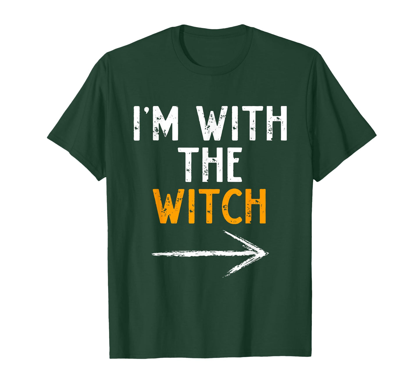 I’m with The Witch Funny Halloween Matching Couple Costume T-Shirt