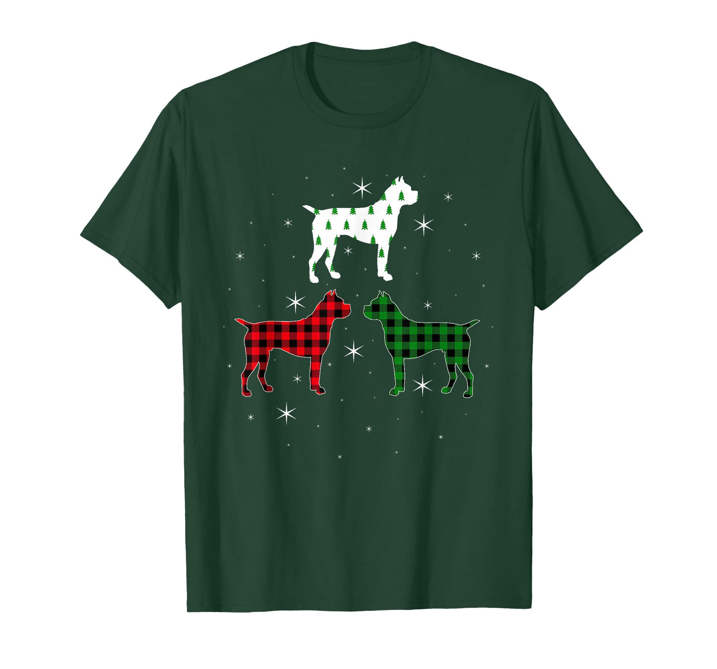 Boxer Christmas Buffalo Plaid Funny Boxer Pet Dog Lover Xmas T-Shirt