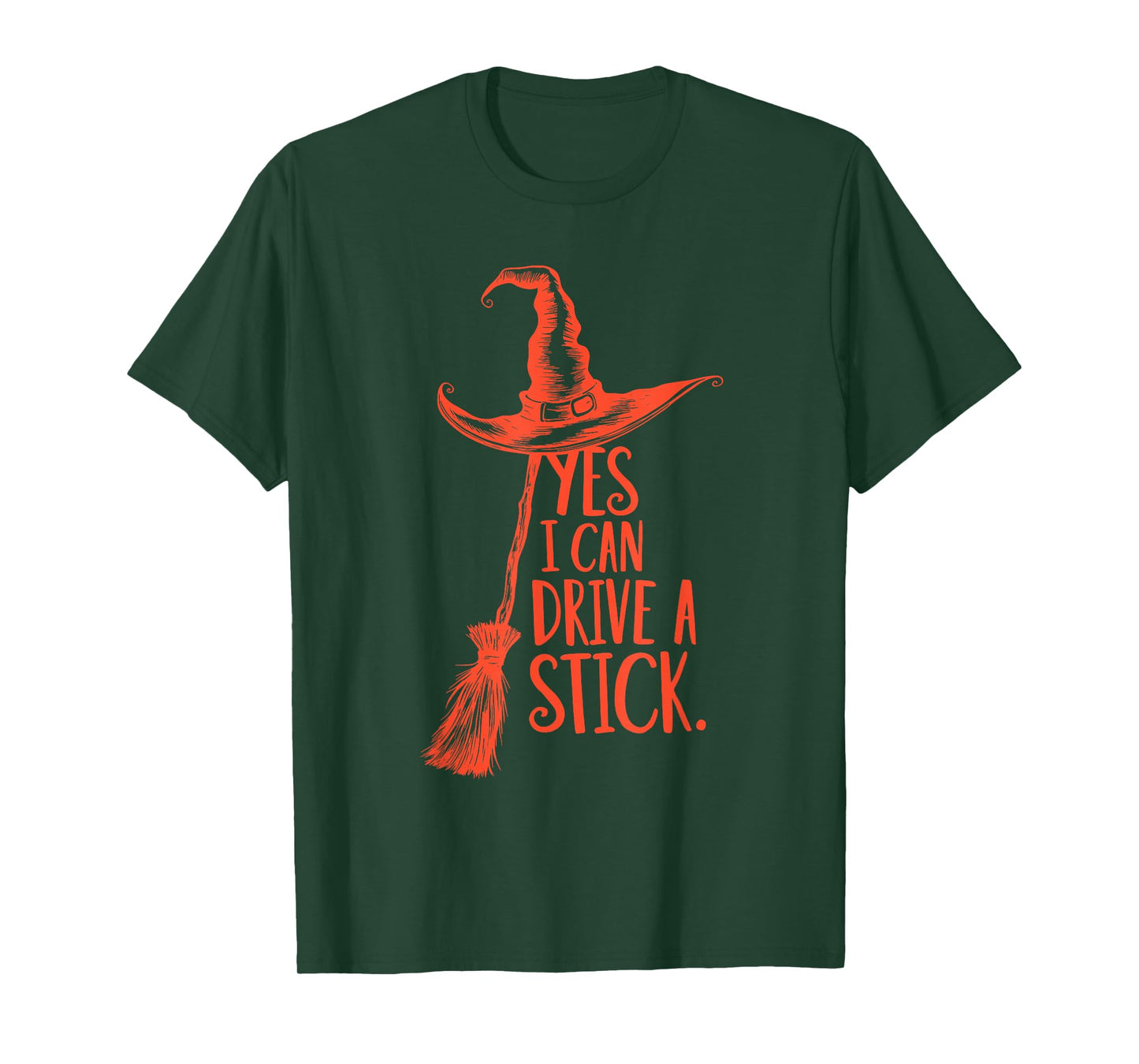 Yes I Can Drive A Stick Funny Halloween Spooky Witch Hat T-Shirt