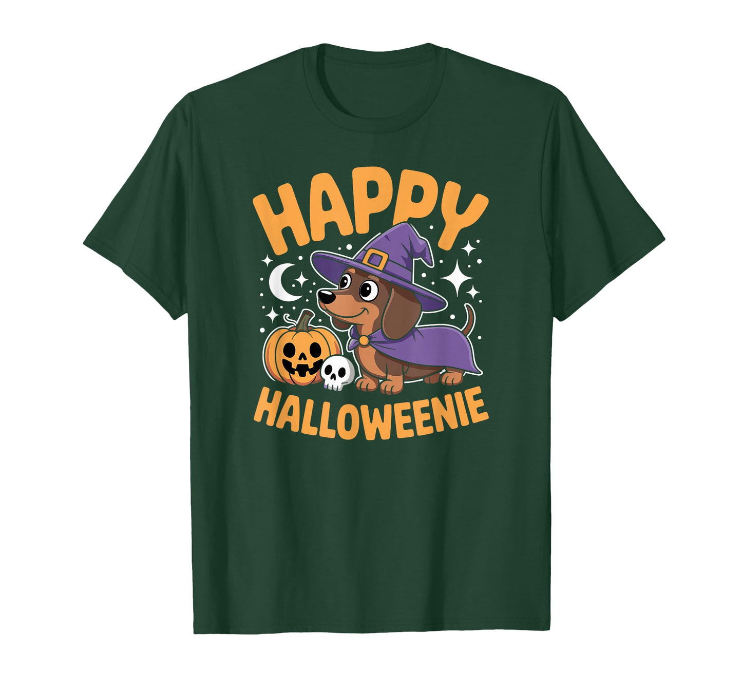 Cute Halloweenie Dachshund Dog in Witch Hat for Pet Lovers T-Shirt