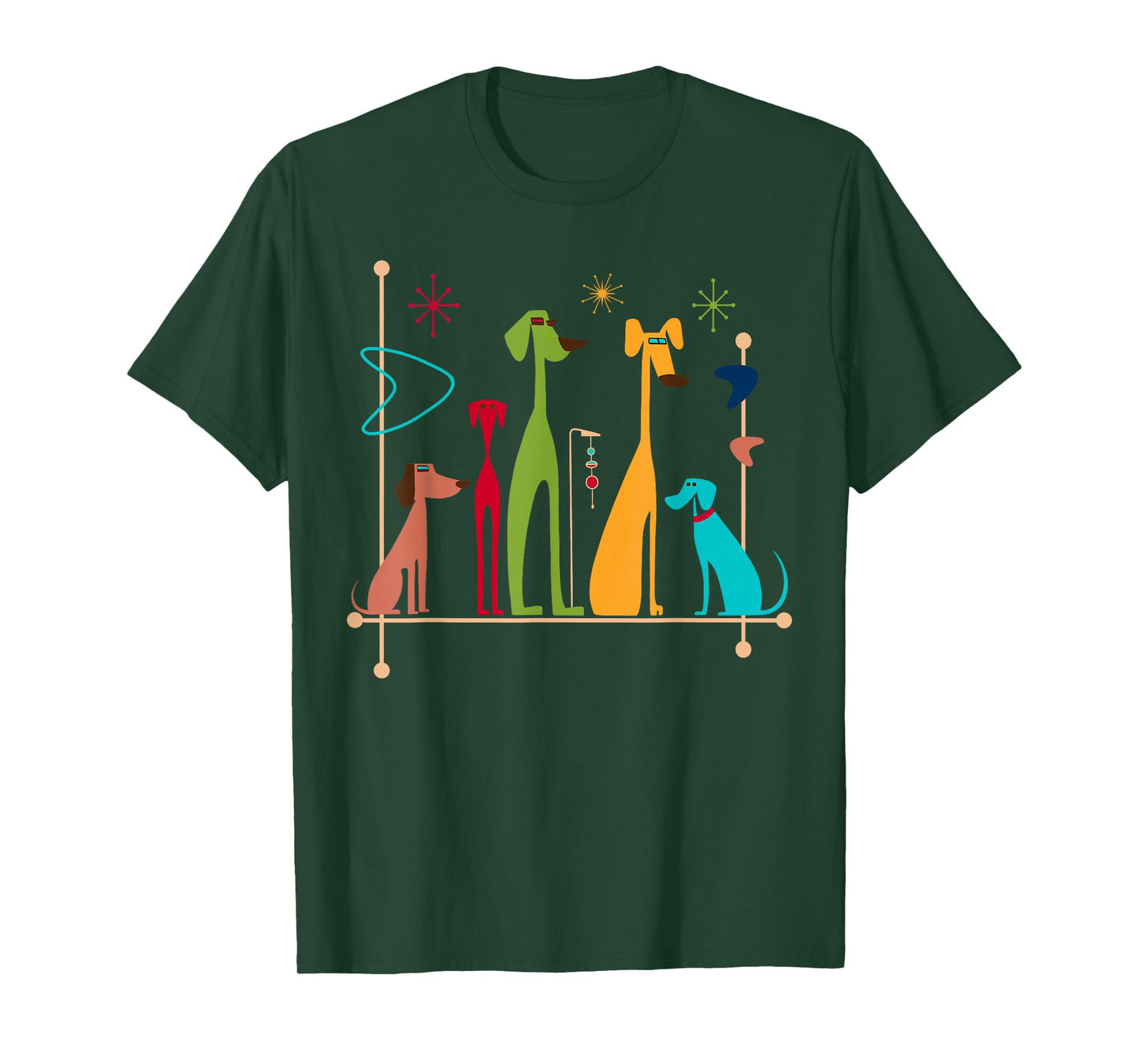 Retro Mid-Century Modern Dogs 50s 60s Style T-Shirt