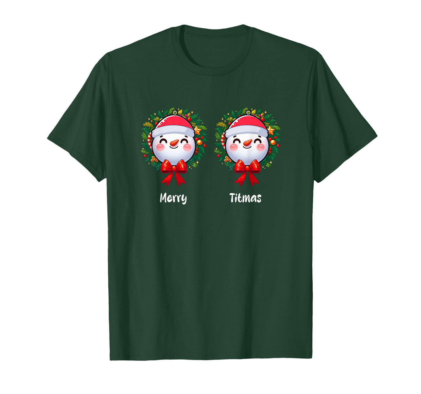Merry Christmas Funny Joke Bra Women Two Cute Snowmen T-Shirt