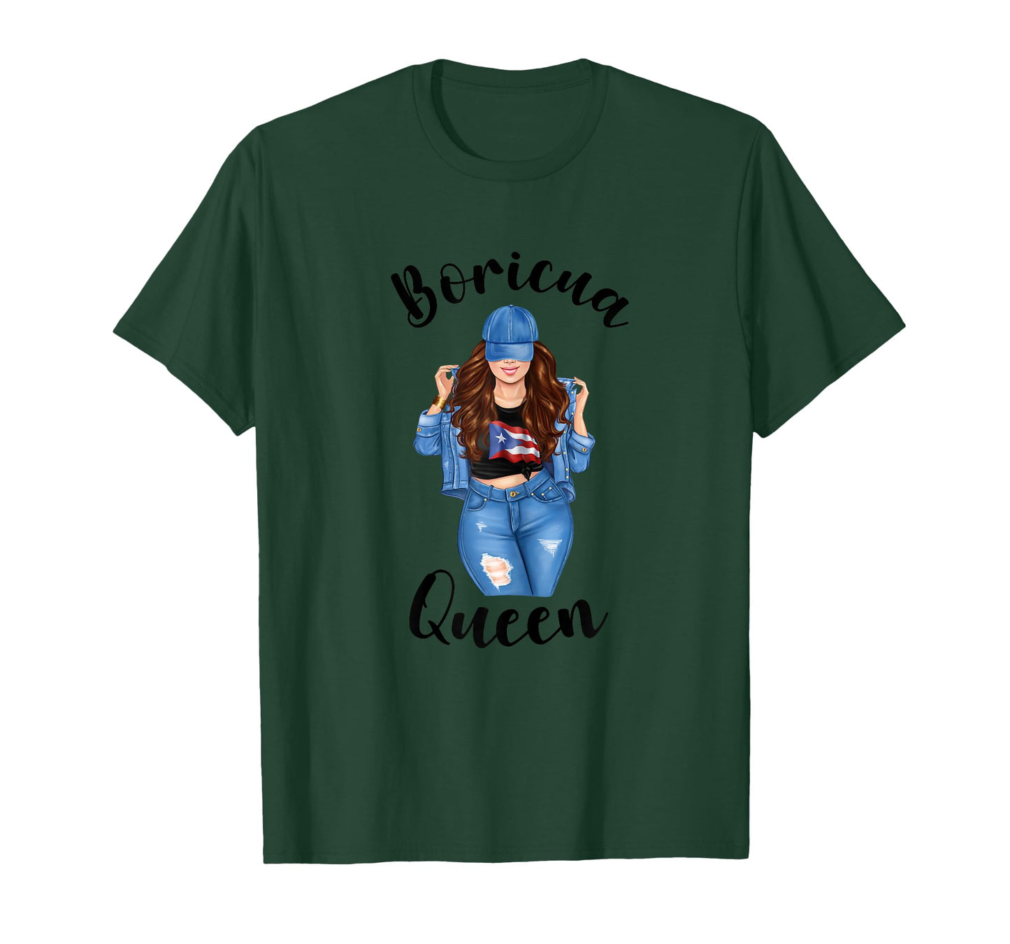 Puerto Rico Boricua Queen Patriotic FLag Puerto Rican Cute Women T-Shirt