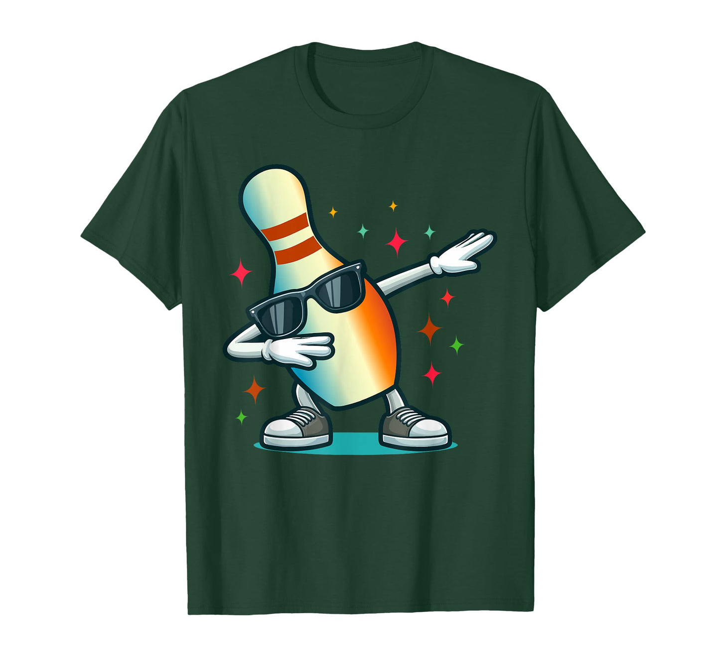 Bowling Pin Dabbing Sunglasses Bowler Player Kids Boys Men T-Shirt