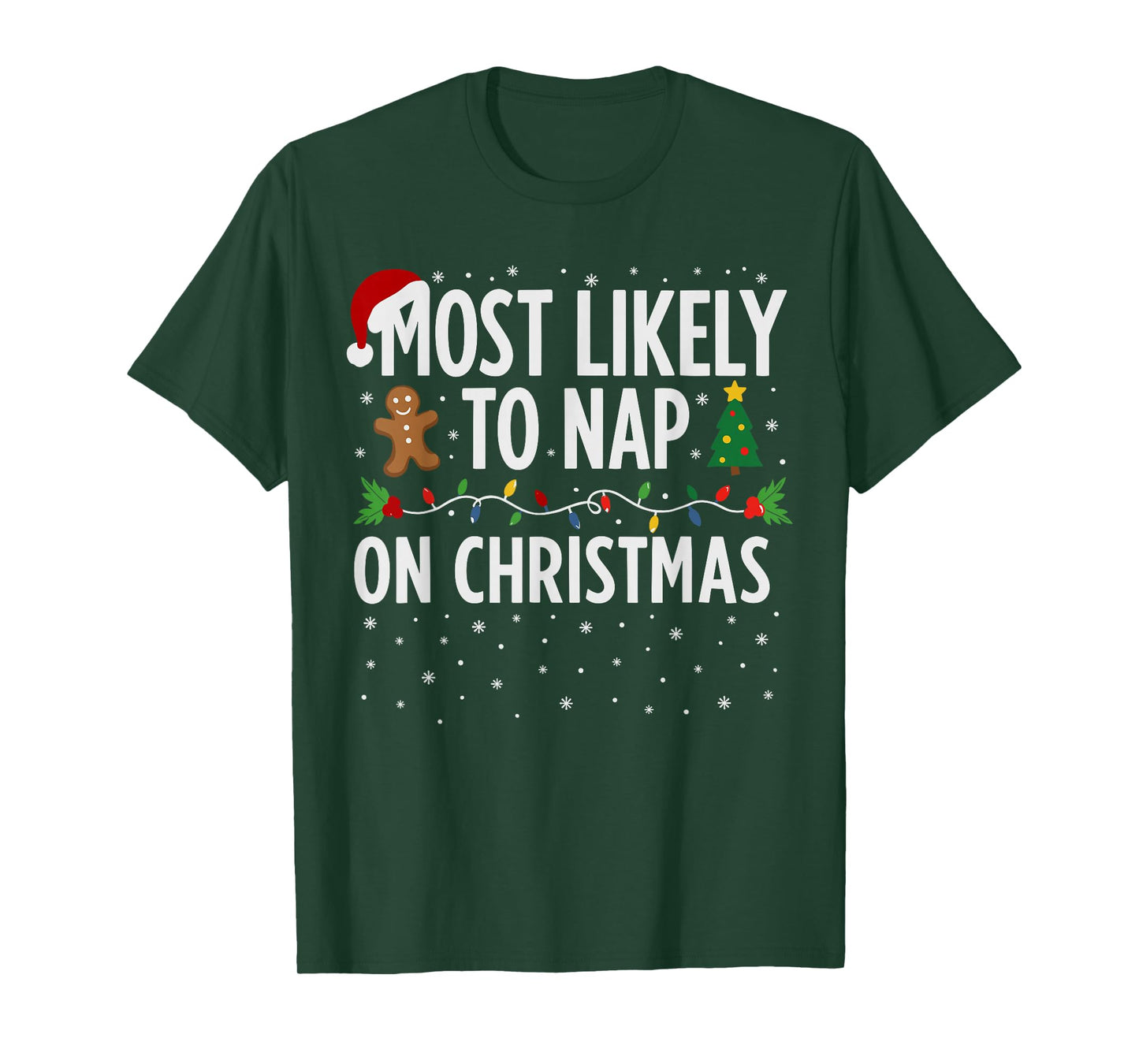 Most Likely to Nap on Christmas Shirt Men, Funny Xmas Lazy T-Shirt