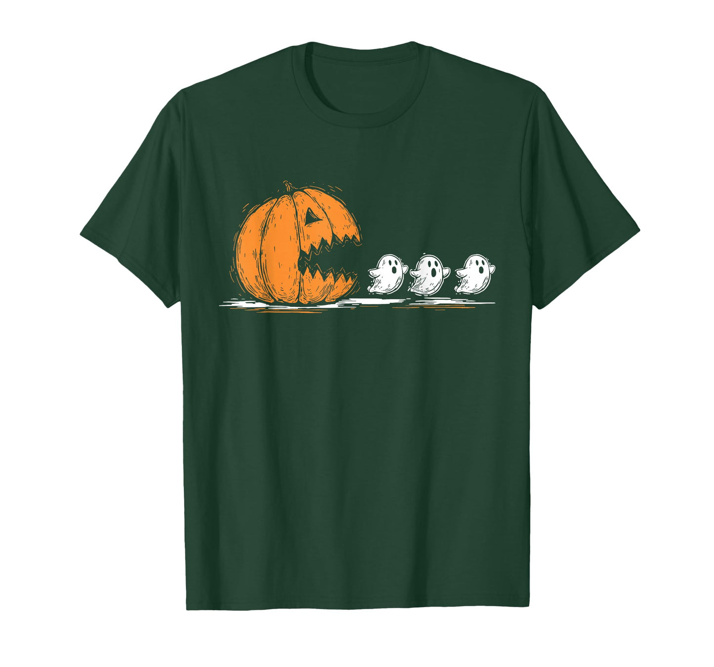 Halloween Retro Pumpkin Eating Ghost Costume Men Women T-Shirt