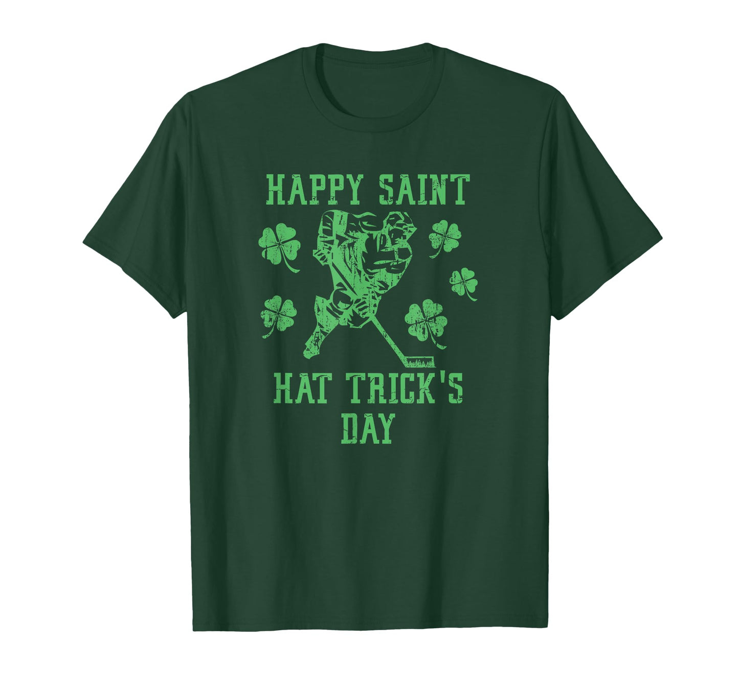 Happy Saint Hat Tricks Day Funny St Patrick's Day Ice Hockey T-Shirt