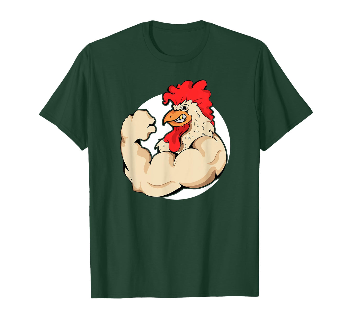 Mens Muscles Rooster's Funny Chicken Shirt. Training Mascots T-Shirt