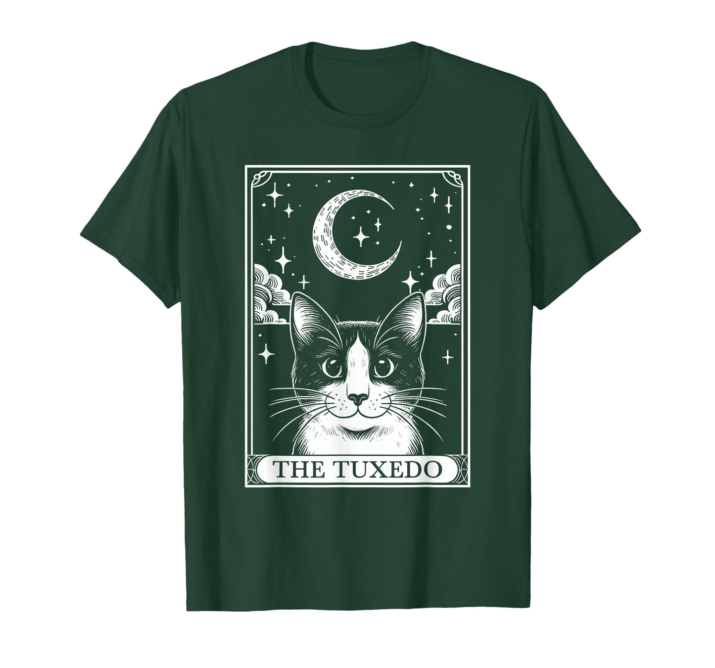 Tarot Card Vintage Crescent Moon Tuxedo Cat Mom Cat Lovers T-Shirt for Men Women Kids