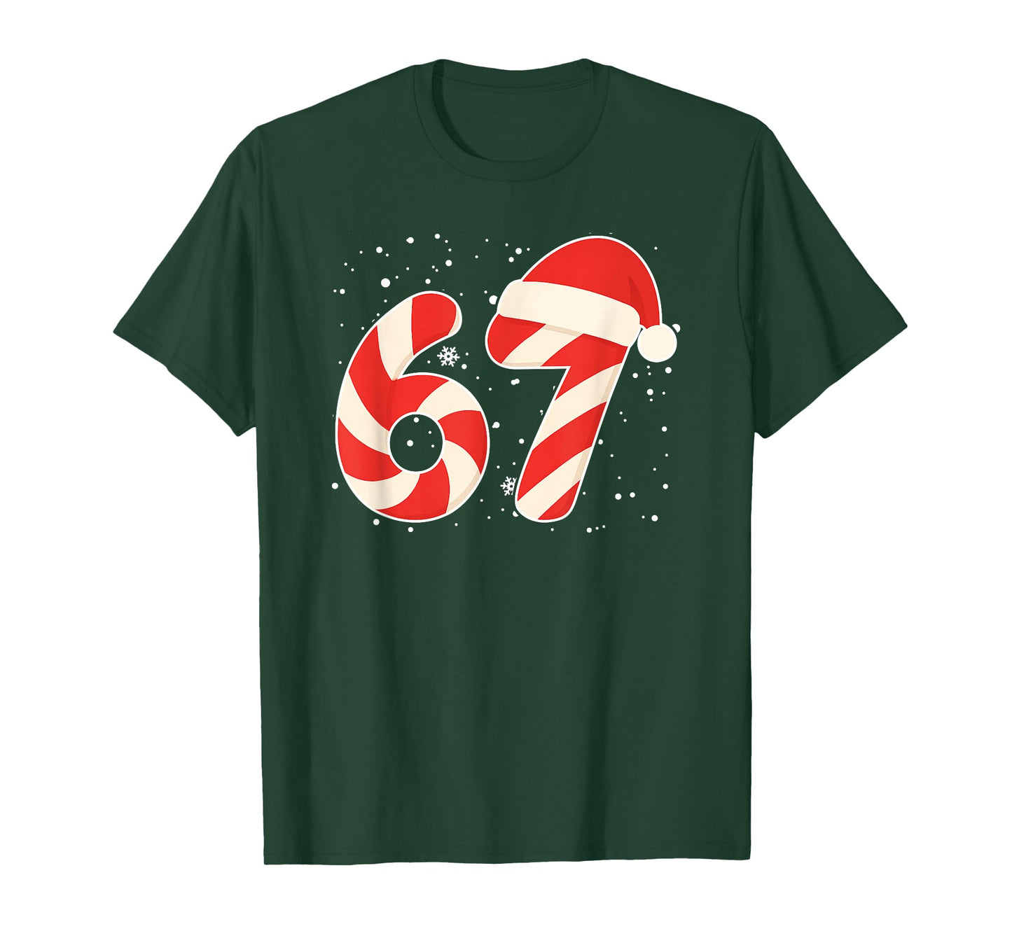 67 Candy Cane Drip Meme Six Seven Funny Xmas Gen Alpha Slang T-Shirt