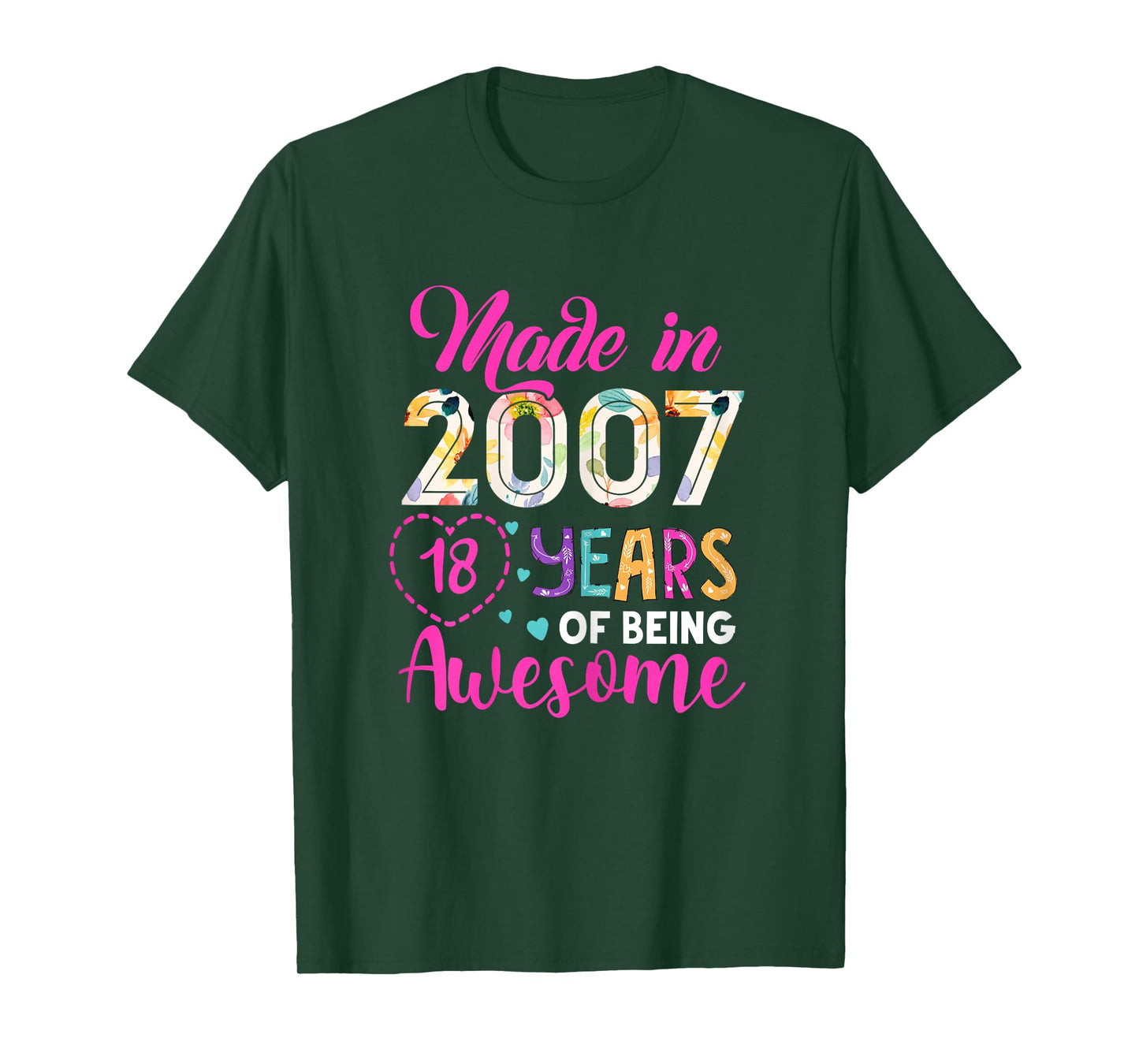 18 Year Of Being Awesome Made In 2007 Birthday Gifts Vintage T-Shirt