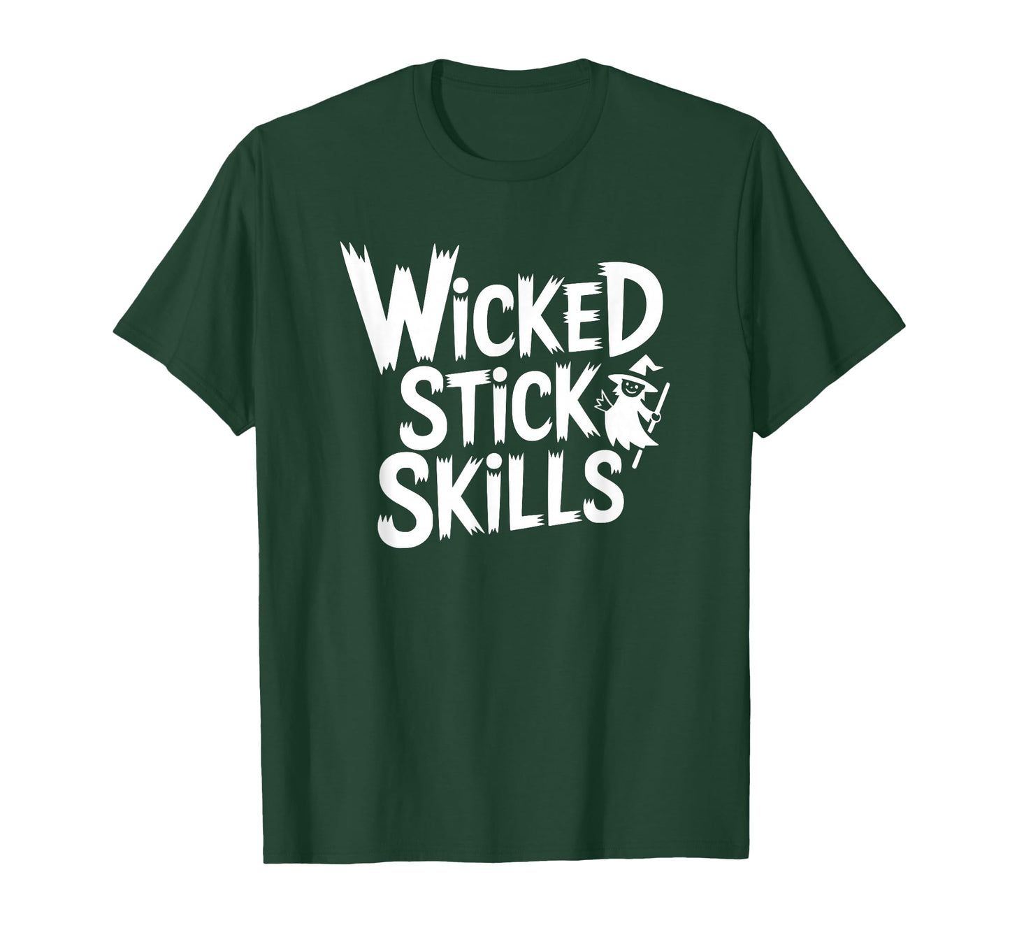 Womens Halloween Wicked Stick Skills Witch Broom T-Shirt