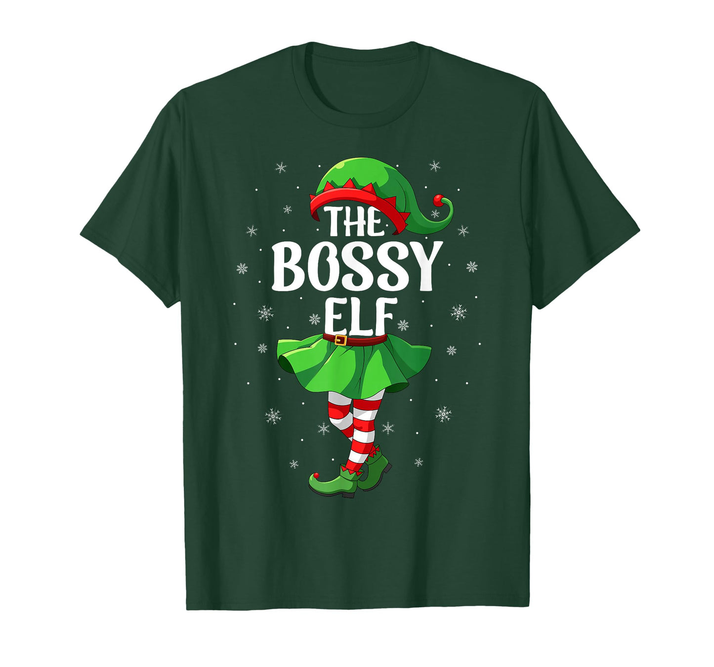 Bossy Elf Christmas Girls Women Elf Squad Xmas Family T-Shirt