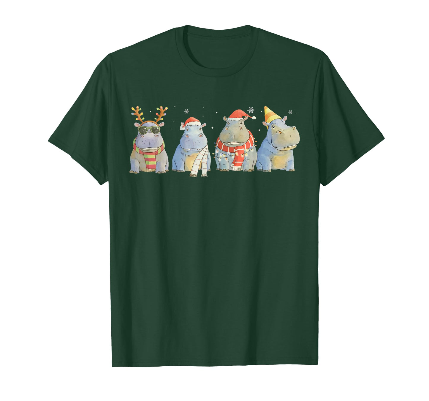 Cute Hippopotamus Christmas Santa Funny Hippo Xmas Men Kids T-Shirt