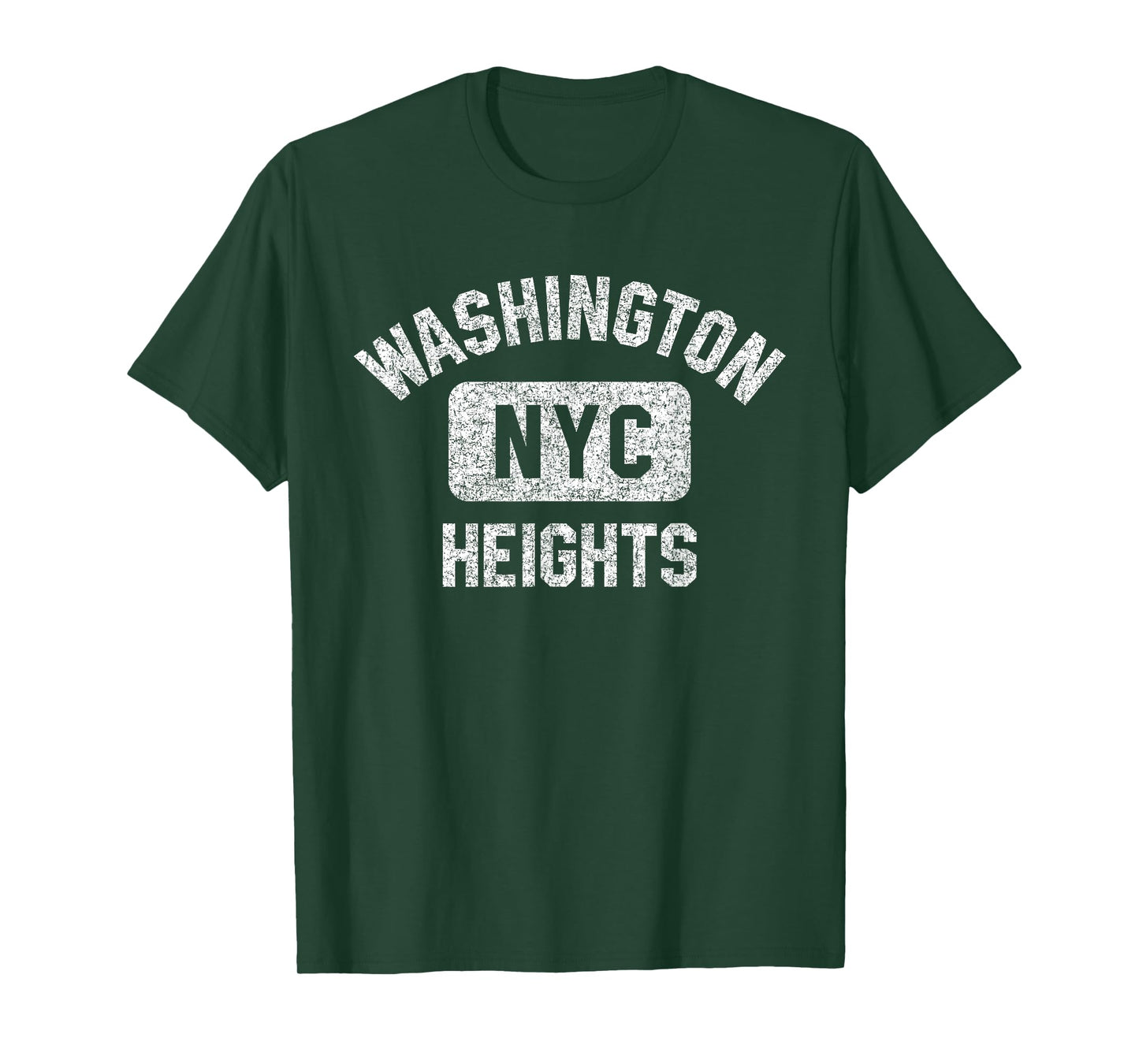 Washington Heights NYC Gym Style Distressed White Print T-Shirt
