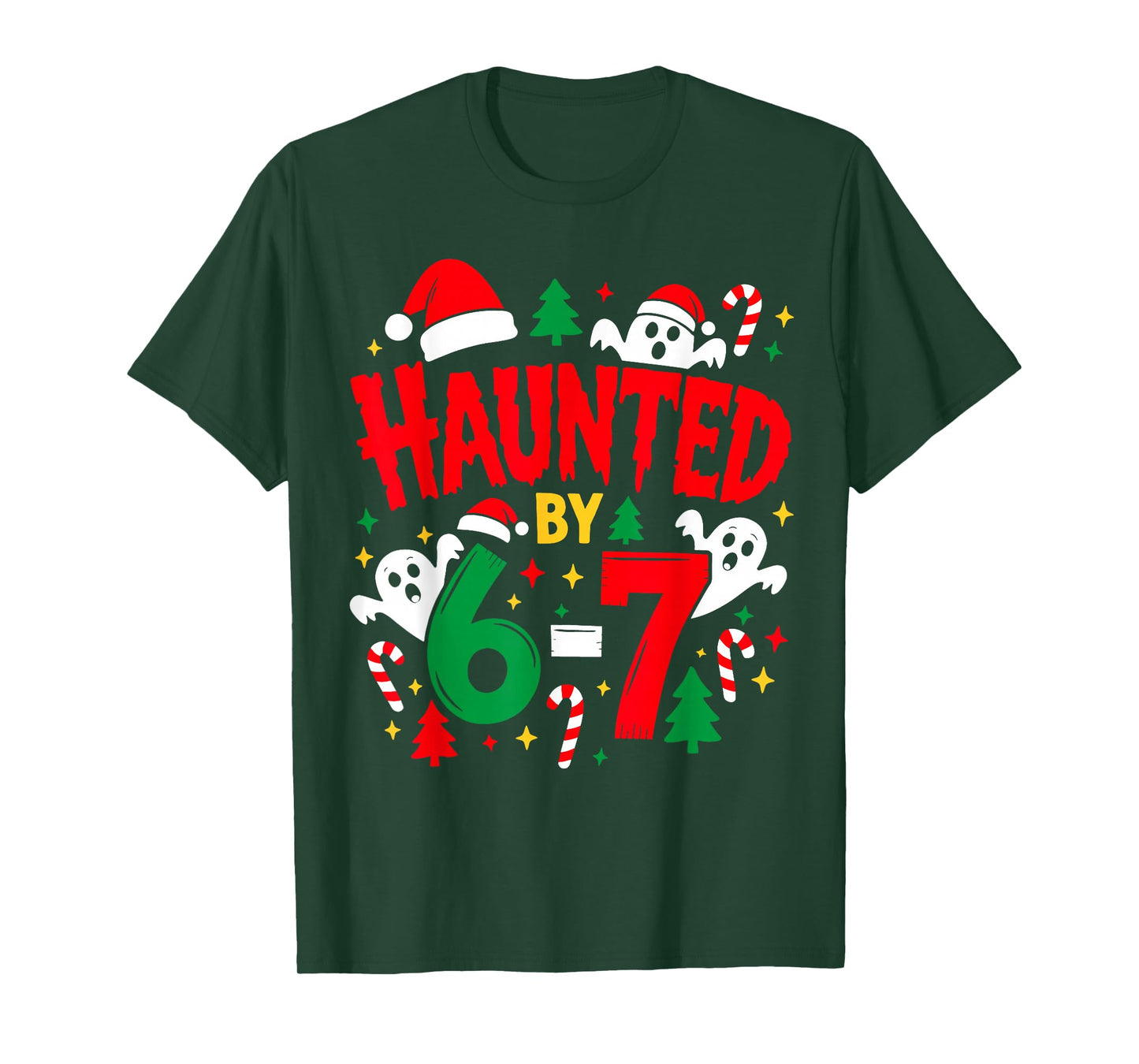 Haunted by 6 7 Funny Christmas Math Ghost Teacher Halloween T-Shirt