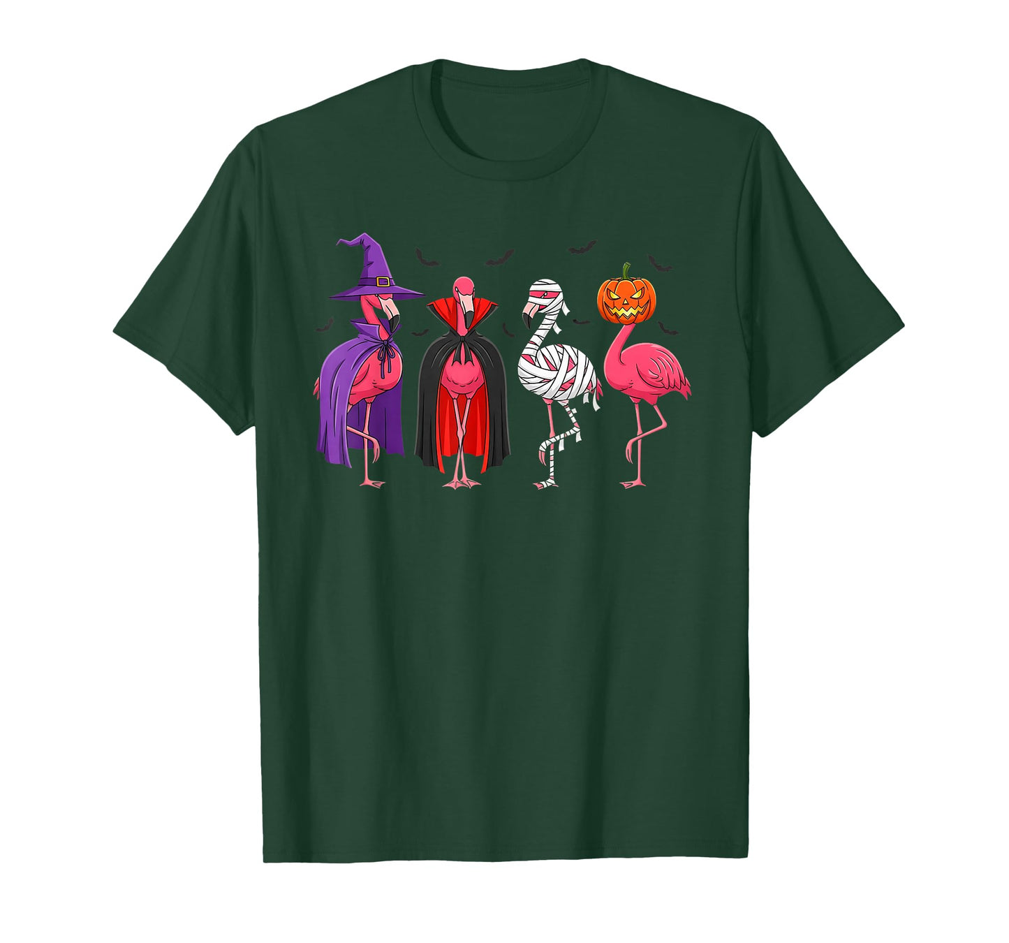 Halloween Flamingo Witch Vampire Mummy Pumpkin Costume T-Shirt