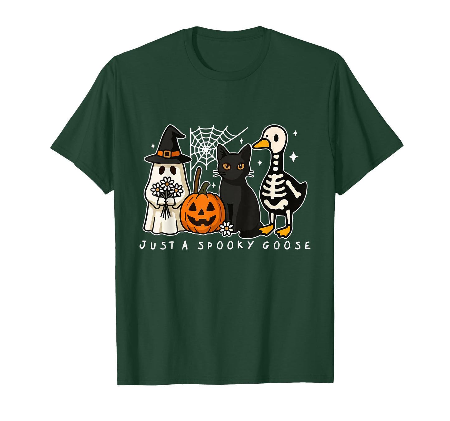 Just A Spooky Goose Halloween Silly Goose Black Cat Spooky T-Shirt