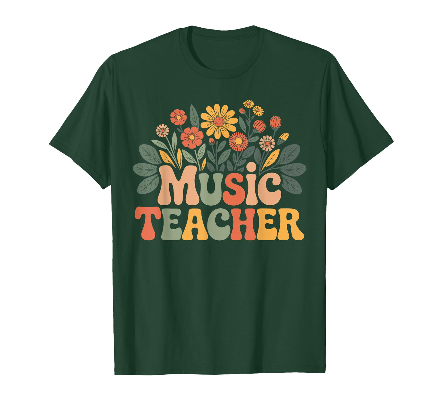Vintage Wildflowers Retro Floral Music Teacher T-Shirt