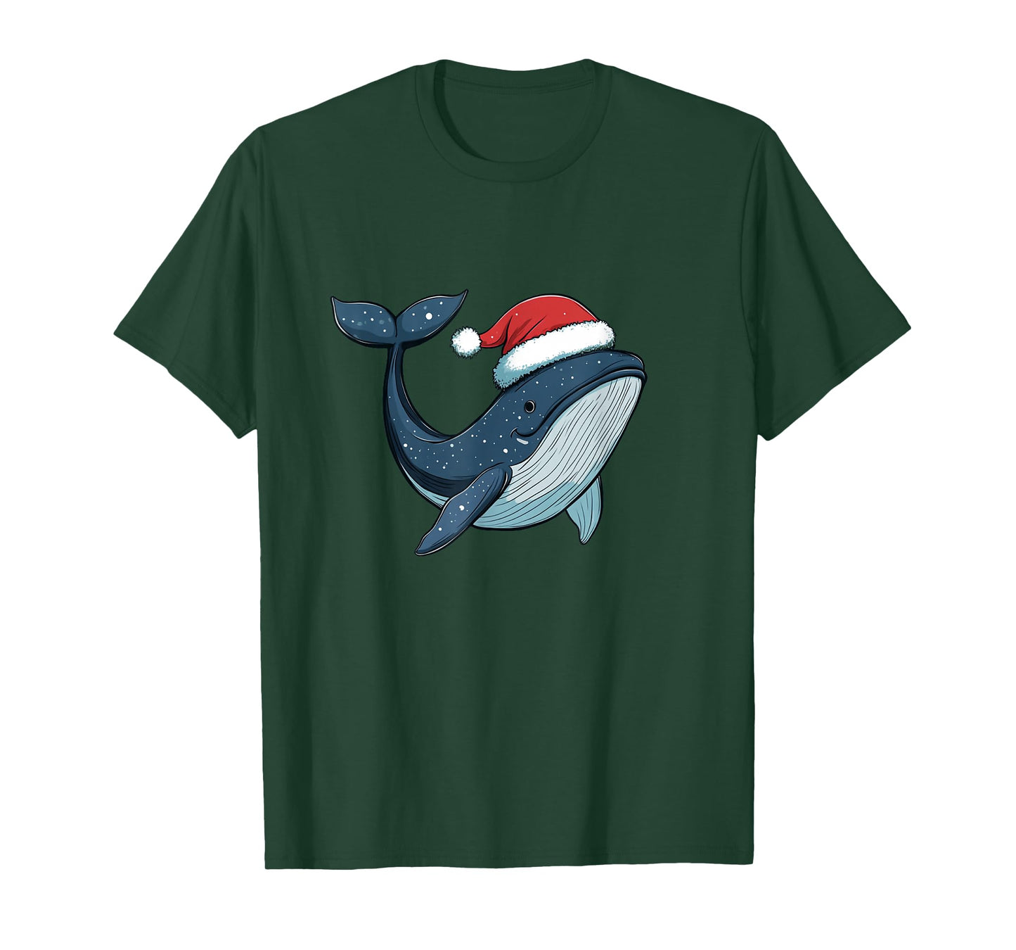 Holiday Joy in The Ocean with a Whale and Santa Claus Hat T-Shirt