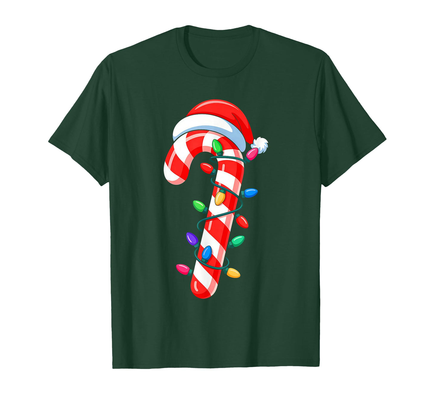 Candy Cane Christmas Lights Santa Hat Family Xmas Pajamas T-Shirt
