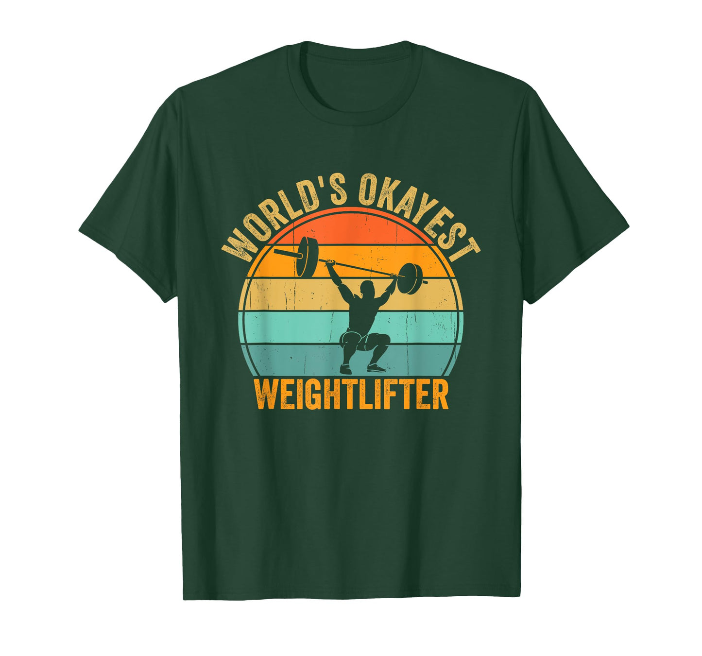 Funny World's Okayest Weightlifter Retro Gym Workout Humor T-Shirt