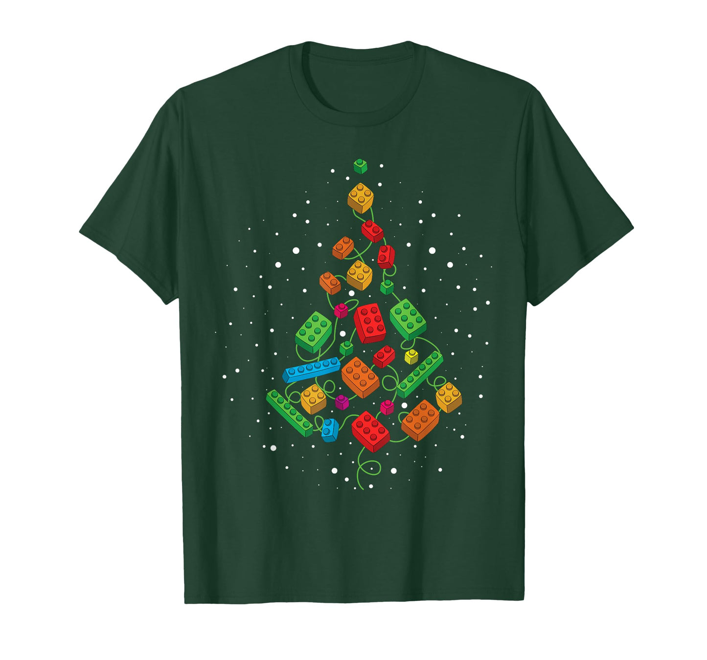 Block Building Builder Brick Christmas Tree Brick Builder T-Shirt