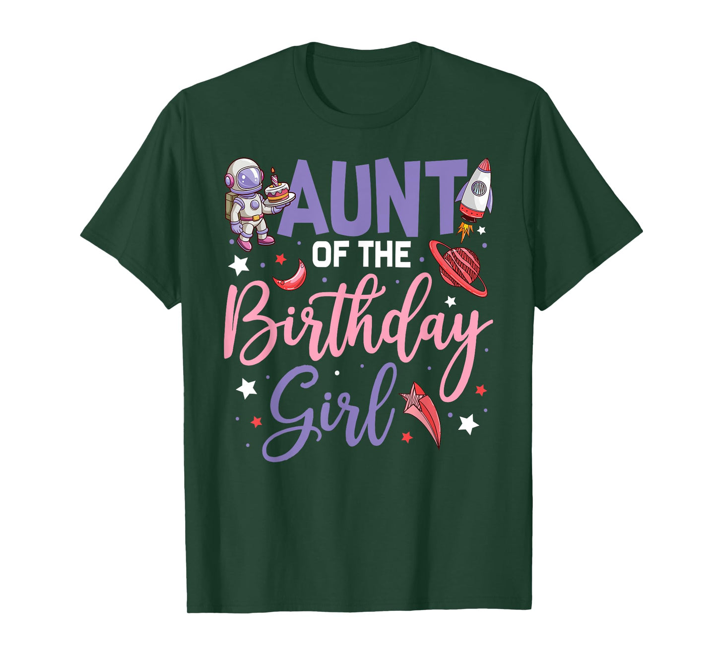 Two The Moon Aunt Of the Birthday Girl Astronaut Family T-Shirt