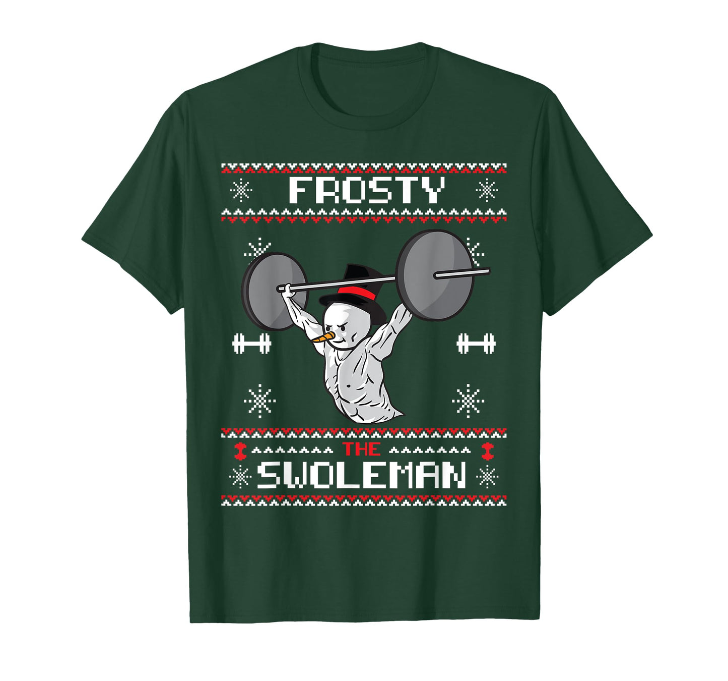 Frosty the Swoleman Ugly Christmas Sweater Funny Snowman Gym T-Shirt