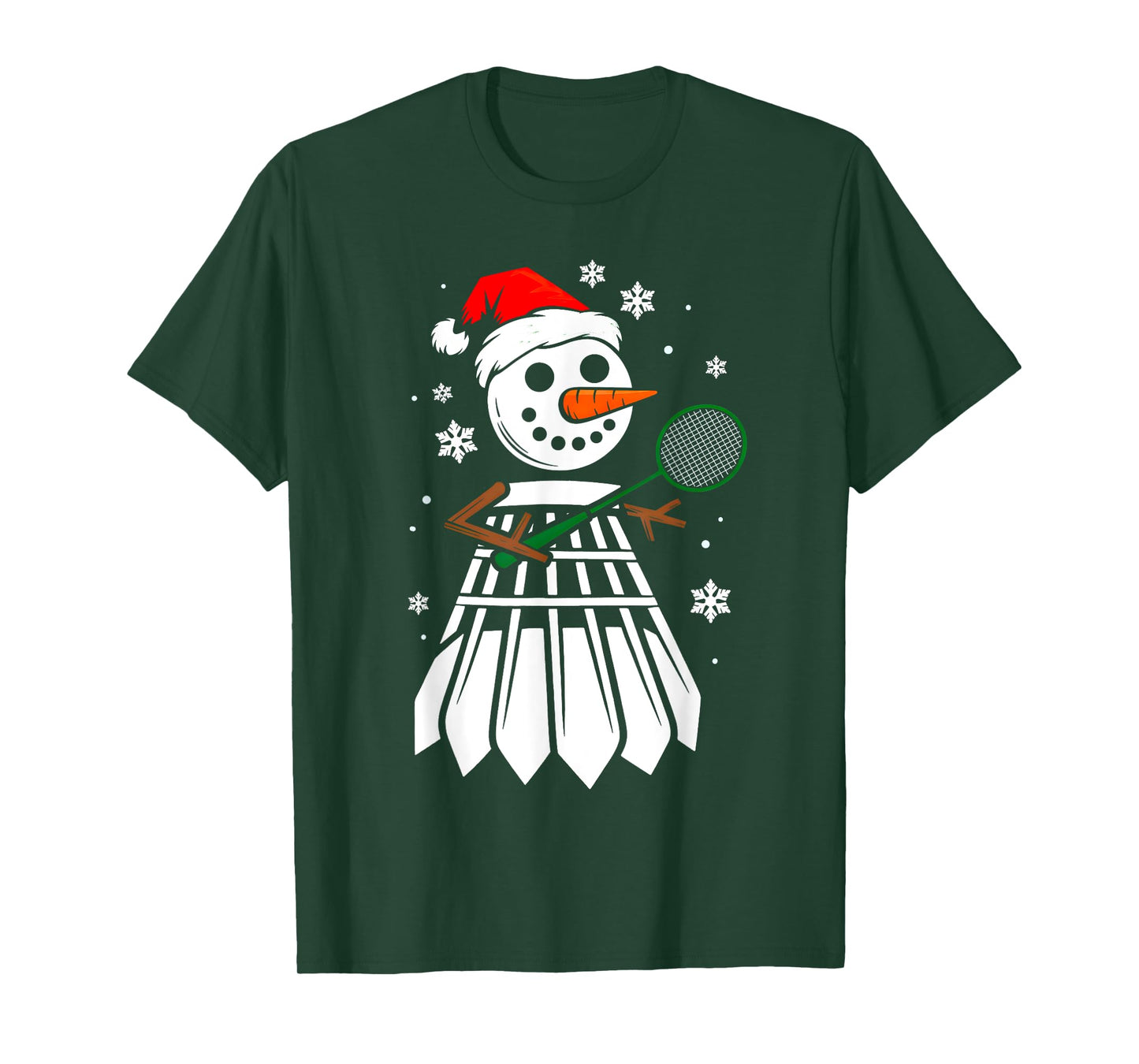 Badminton Santa Hat Snowman Xmas Funny Badminton Christmas T-Shirt