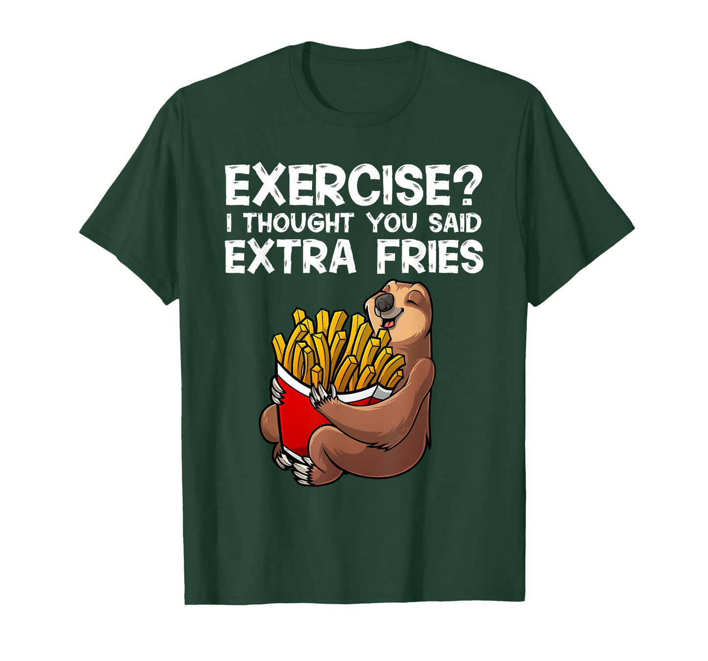 French Fries Lover Sloth For Men Women Extra Fries Potatoes T-Shirt