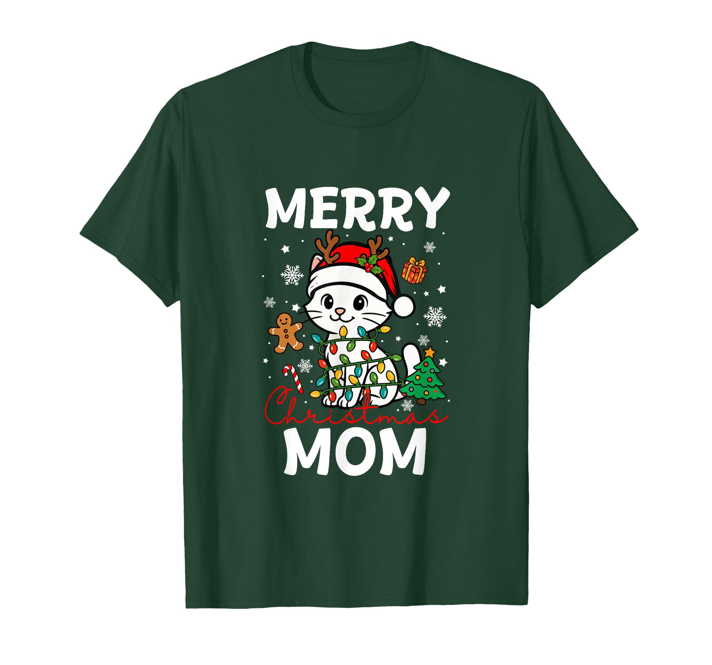 Merry Christmas Mom Santa Cat Funny Owner Lover Family T-Shirt