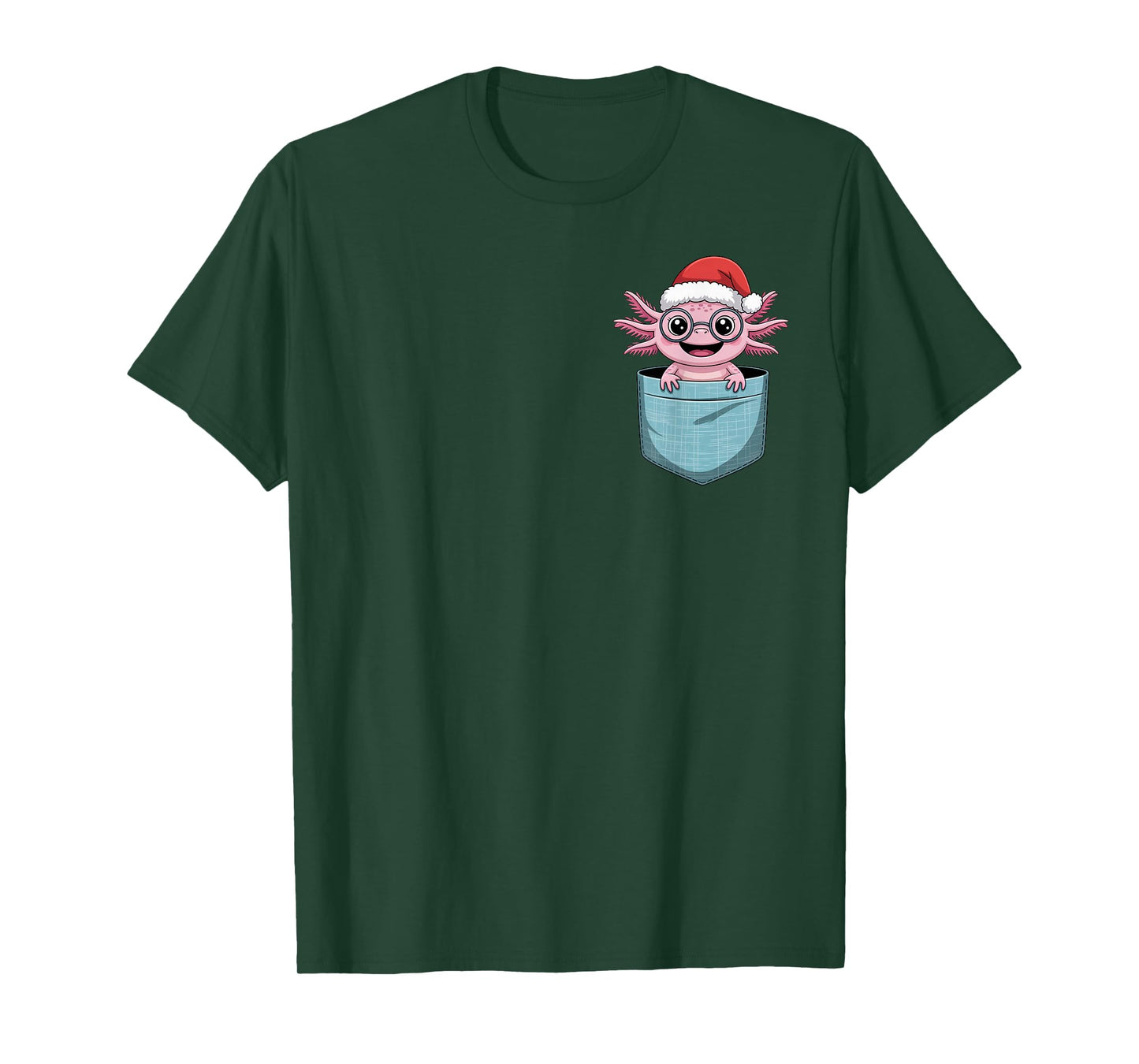 Cute Axolotl Pocket Christmas Funny Holiday Animal T-Shirt