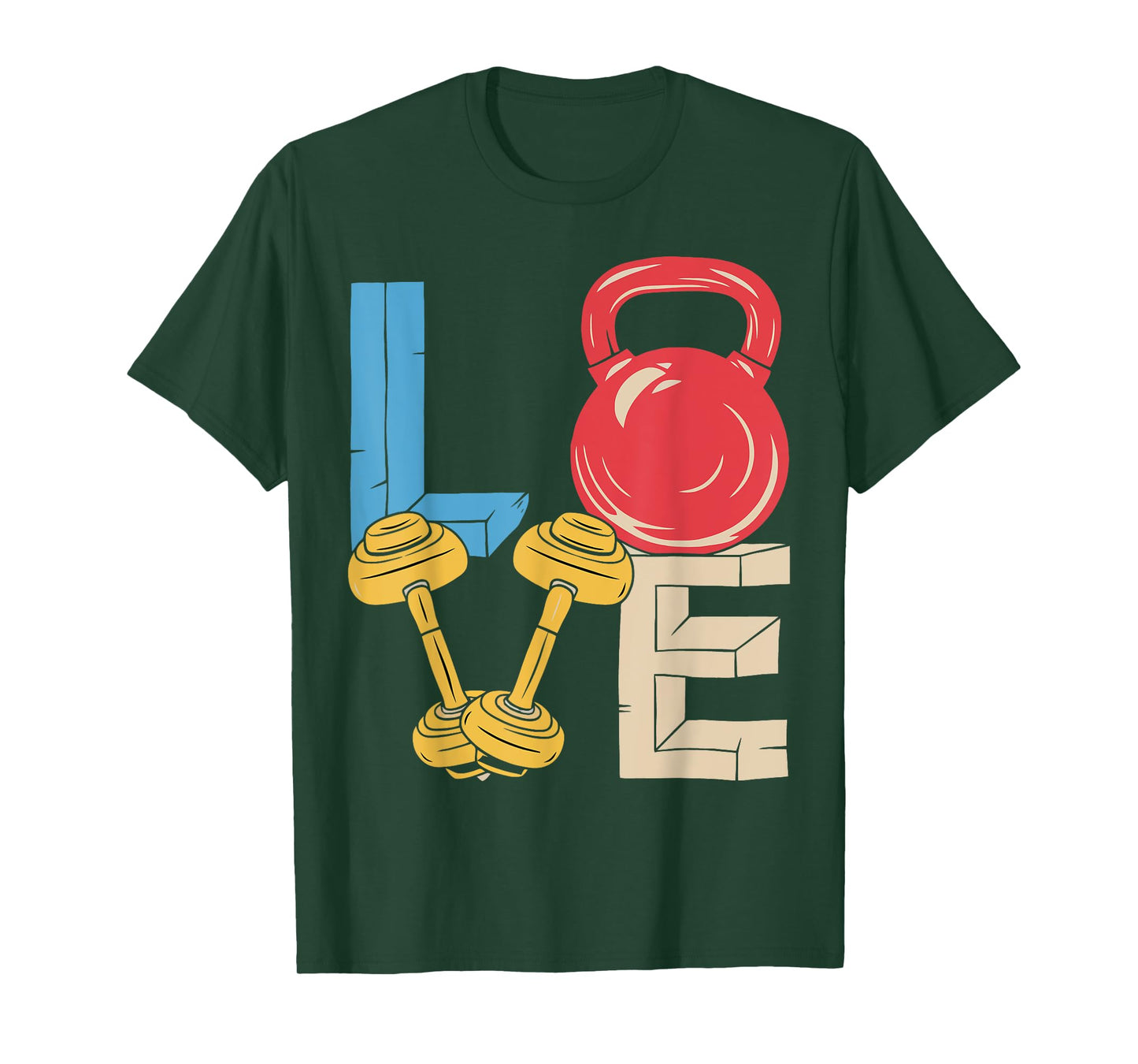 Love Weightlifting Kettlebell Dumbbell Fitness Gym T-Shirt