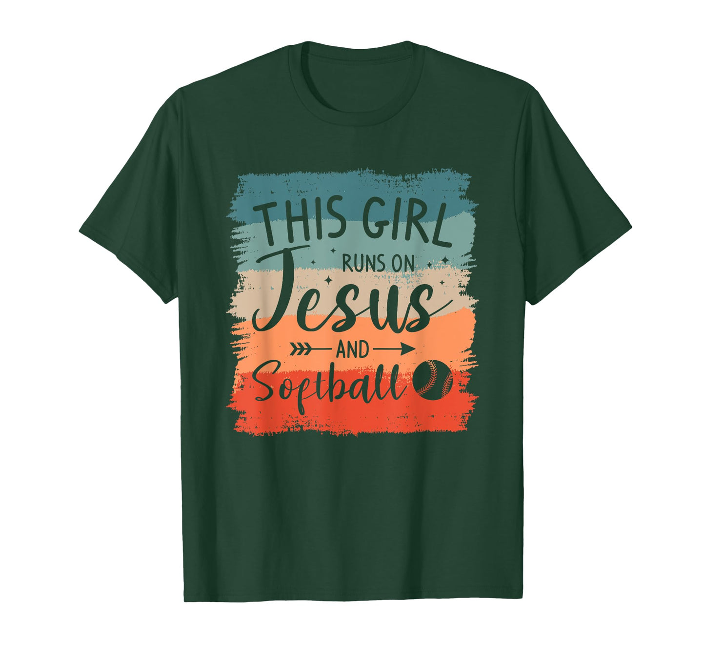 This Girl Runs On Jesus And Softball Softballer T-Shirt