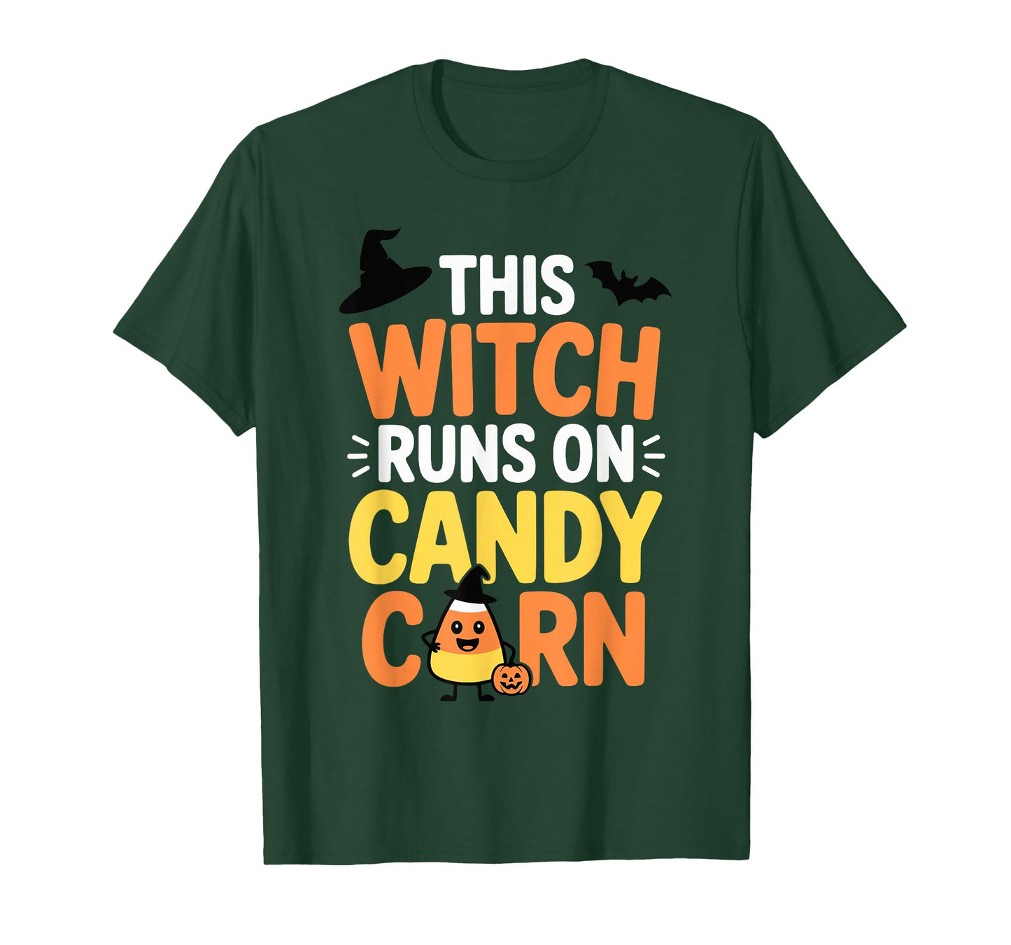 This Witch Runs On Candy Corn Funny Halloween Quote T-Shirt