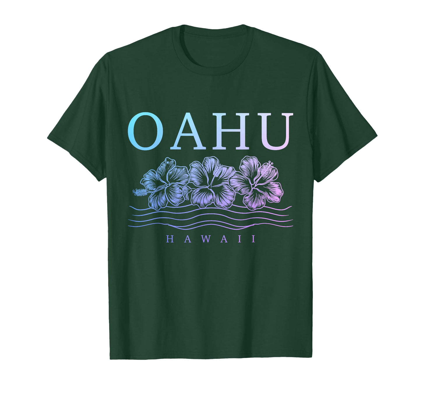 Oahu Hawaii Hawaiian Hibiscus Flowers Surfer Souvenir T-Shirt