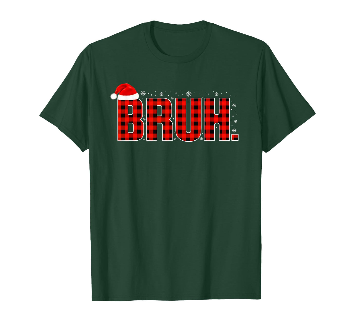 Bruh Funny Christmas Plaid Teens Boys Kids Xmas Pajamas T-Shirt