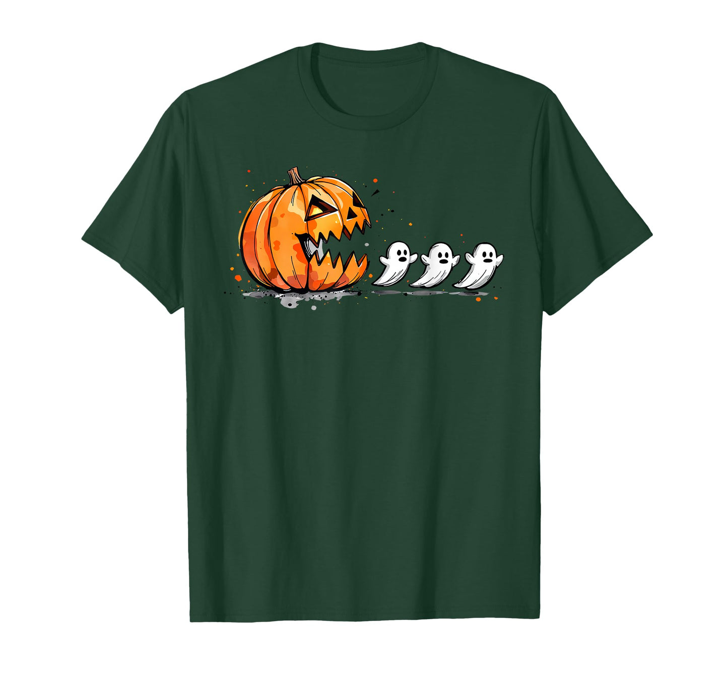 Pumpkin Chasing Ghosts Funny Spooky Halloween Costume T-Shirt