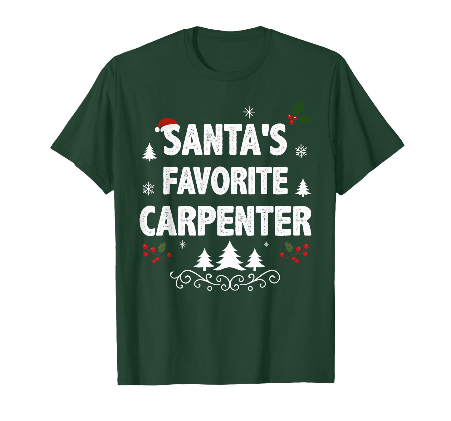 Santa's Favorite Carpenter Funny Holiday Christmas Pajamas T-Shirt